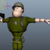 Cartoon Soldier Character Rigged
