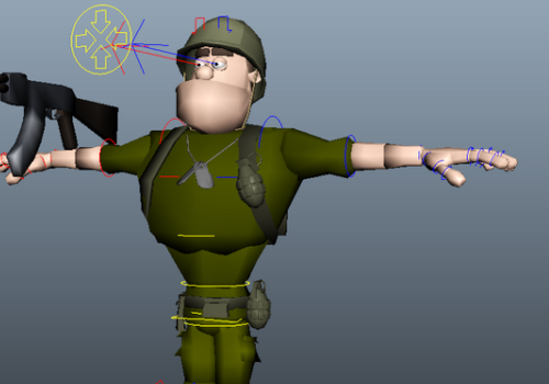 Cartoon Soldier Character Rigged