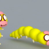Yellow Worm Cartoon Character