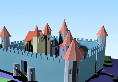 Cartoon Lowpoly Medieval Castle