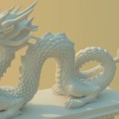 Chinese Dragon White Stone Statue