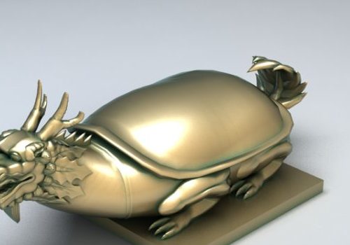 Chinese Gold Mythical Turtle Statue