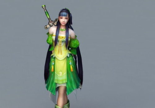 Chinese Anime Swords Woman Rigged