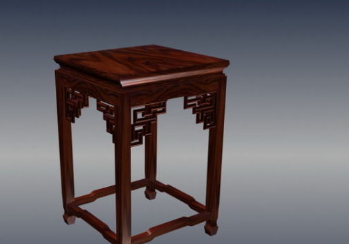 Chinese Vintage Carved Square Stool Furniture