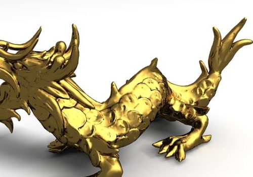 Chinese Gold Dragon Sculpture Animals