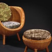 Chinese Living Room Rattan Chair And Ottoman Furniture
