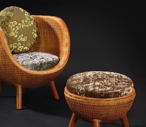 Chinese Living Room Rattan Chair And Ottoman Furniture