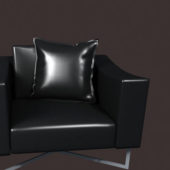 Chrome Leg Black Leather Sofa Furniture