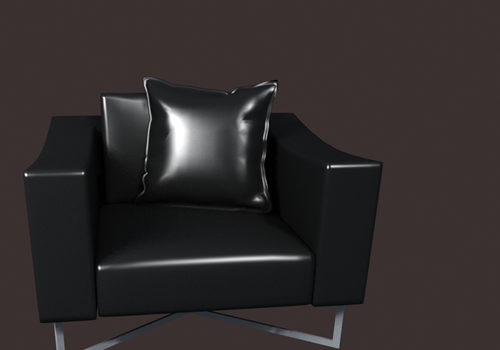 Chrome Leg Black Leather Sofa Furniture