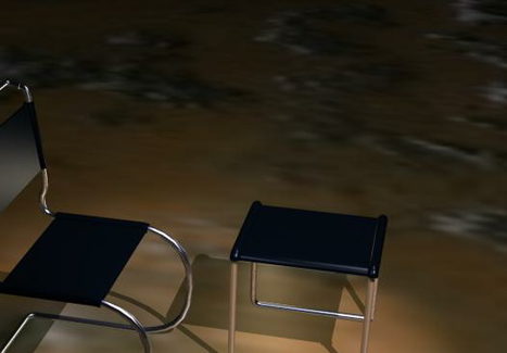 Chrome Steel Cantilever Chair And Ottoman | Furniture