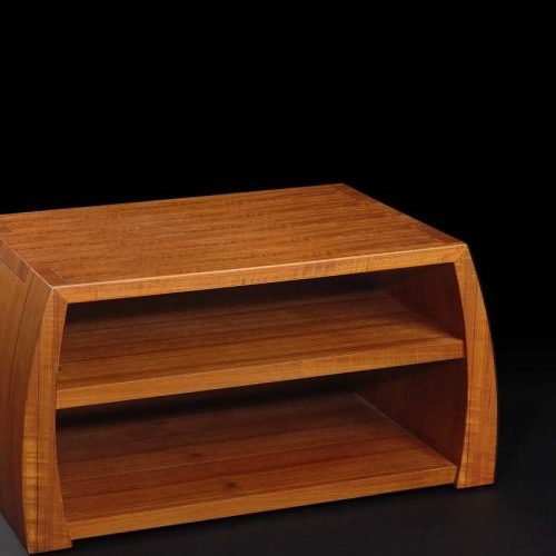 Curved Edge Bedside Table Wood Material Furniture