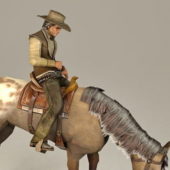 Cowboy Riding Horse Character