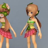 Game Character Anime Girl Brown Hair