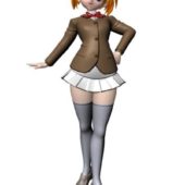 Cute Character Anime Schoolgirl