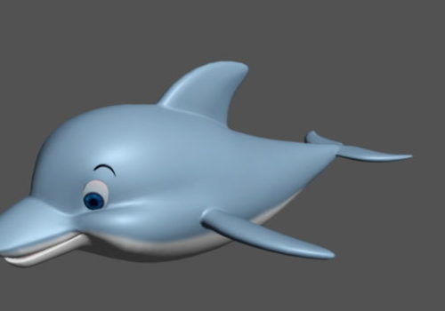 Cute Cartoon Blue Dolphin