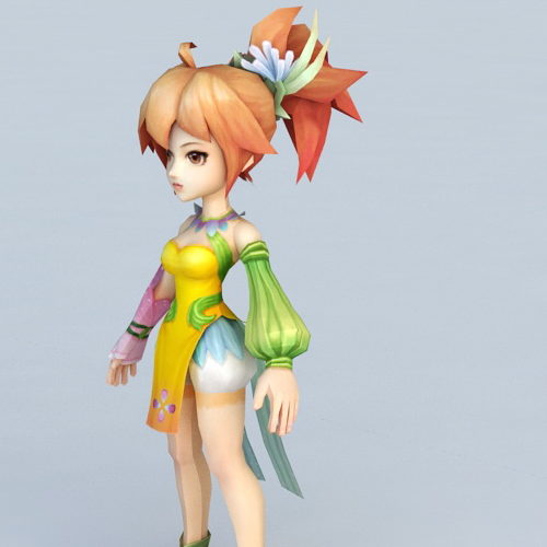 Cute Little Anime Girl Asian Free 3D Model - .Max - 123Free3DModels