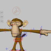 Monkey Cartoon Character Rigged