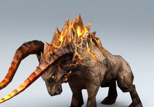 Monster Fire Bull Character Rigged