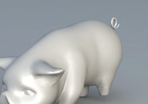 Domestic Pig Low Poly Sculpture Animals