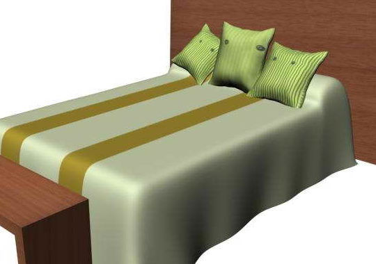 Double Bed With Headboard And Stool