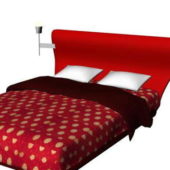 Double Bed With Red Bed Sheets
