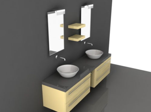Double Bowl Sink Furniture Bathroom Vanity
