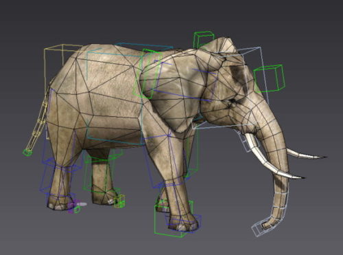 Elephant Walking Animated Rigged