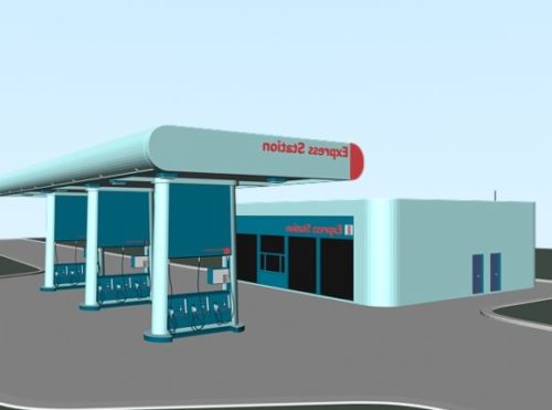 Lowpoly Gas Station Building
