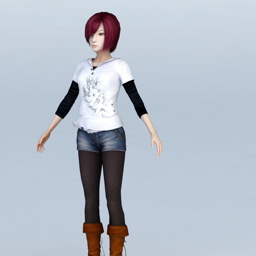 Fashion Girl Character T-pose