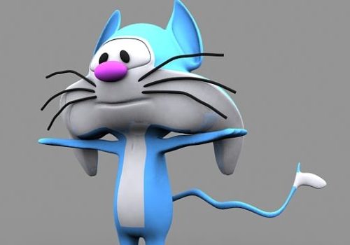Blue Cat Cartoon Character