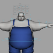 Fat Man Cartoon Character Rigged