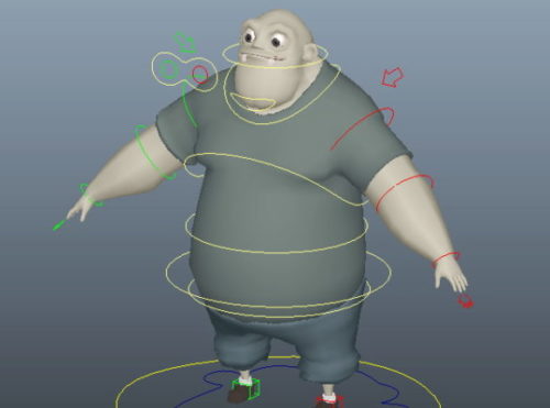 Fat Man Character Cartoon Style Rigged Free 3D Model - .Ma, Mb -  123Free3DModels