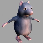 Lowpoly Fat Rat Animal Rigged