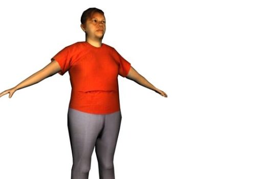 Fat Woman Red Shirt Standing Characters
