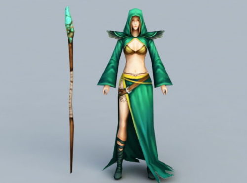 Female Character Mage With Staff