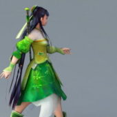 Female Swords Woman Walking Character