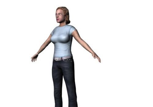 Lowpoly Female People T Pose Characters
