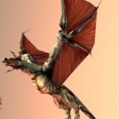 Flying Red Dragon Animated & Rigged | Animals
