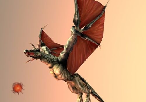 Flying Red Dragon Animated & Rigged | Animals