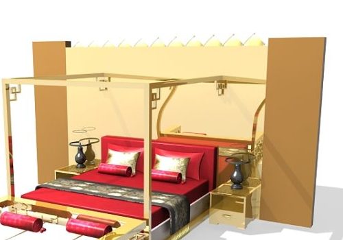 Four Poster Hotel Bed Full Set