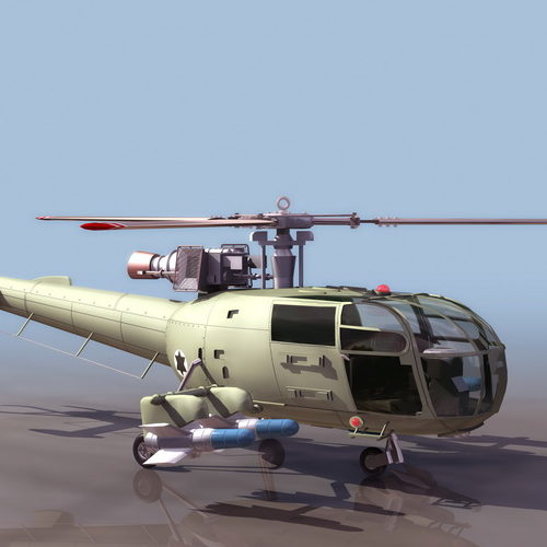 French Military Alouette Helicopter
