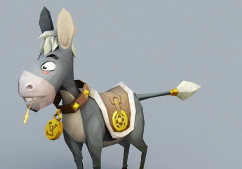 Funny Cute Donkey Cartoon Character