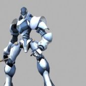 Futuristic Robot Swordsman Characters