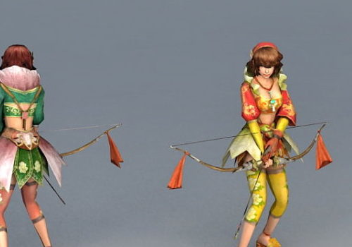 Character Girl Archer With Bow Arrow
