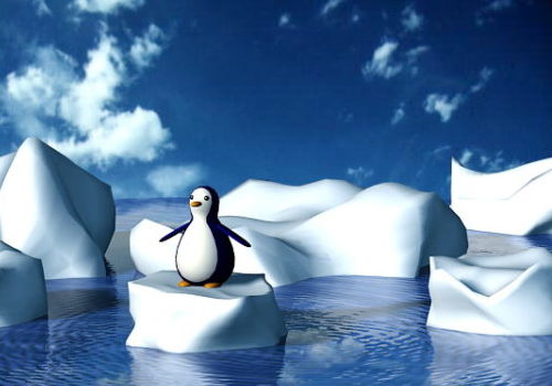 Cartoon Glacier Penguin