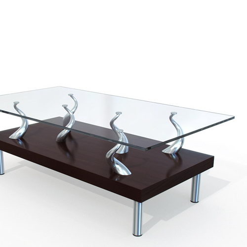 Glass Tea Coffee Table With Wood Shelf Furniture