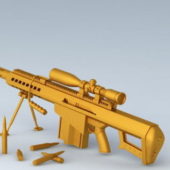 Gold Barrett Gun Sniper Rifle Weapon