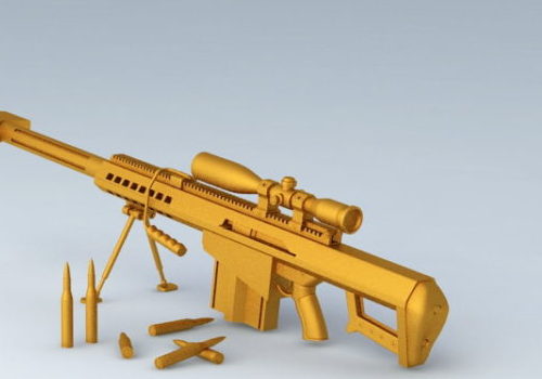 Gold Barrett Gun Sniper Rifle Weapon