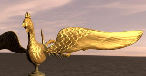 Golden Phoenix Animal Sculpture