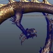 Golden Chinese Dragon Animated & Rigged | Animals